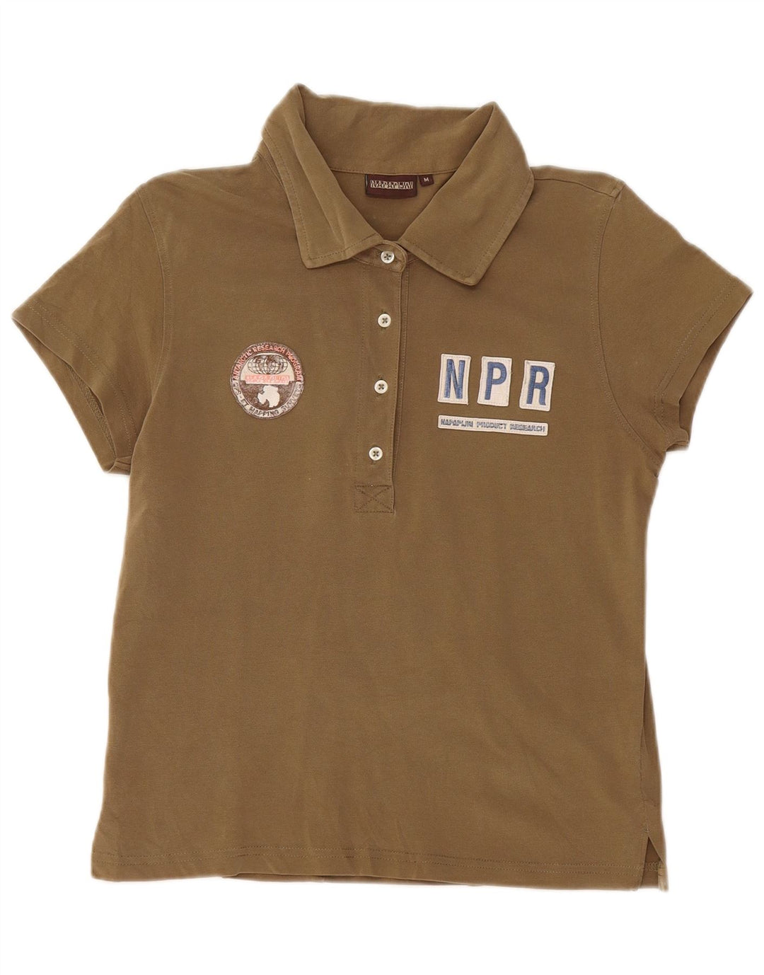 NAPAPIJRI Grafisk poloshirt til kvinder UK 12 Medium Khaki