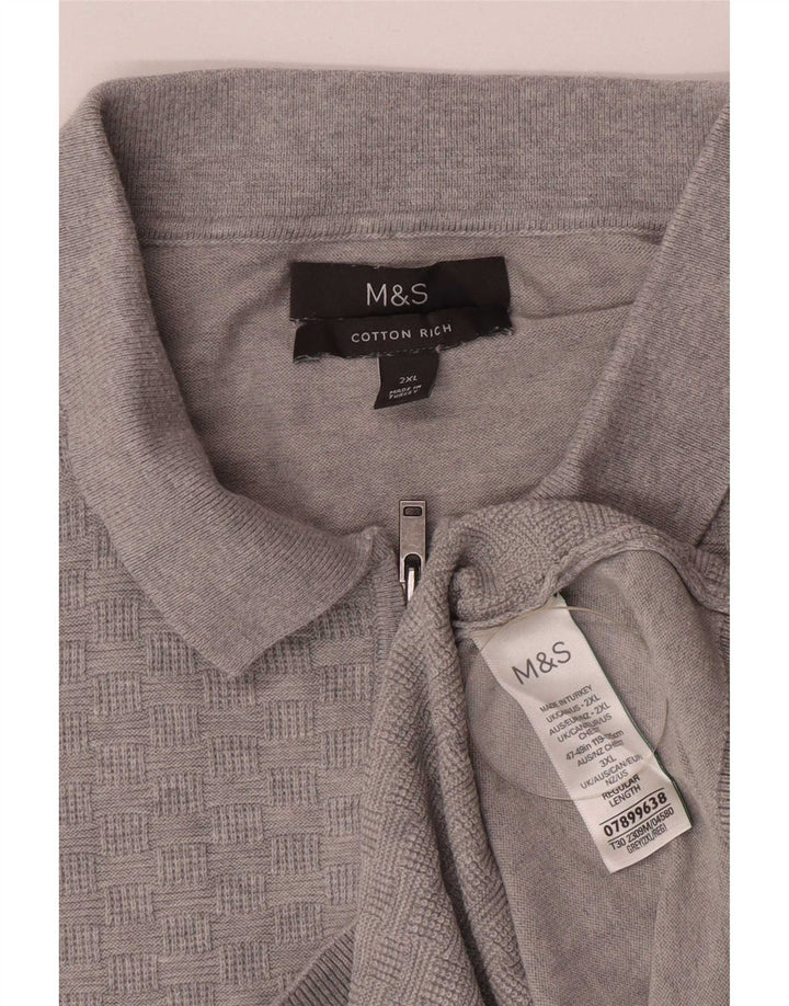 Marks & Spencer Herre Polo Neck Jumper Sweater 2XL Grå Bomuld