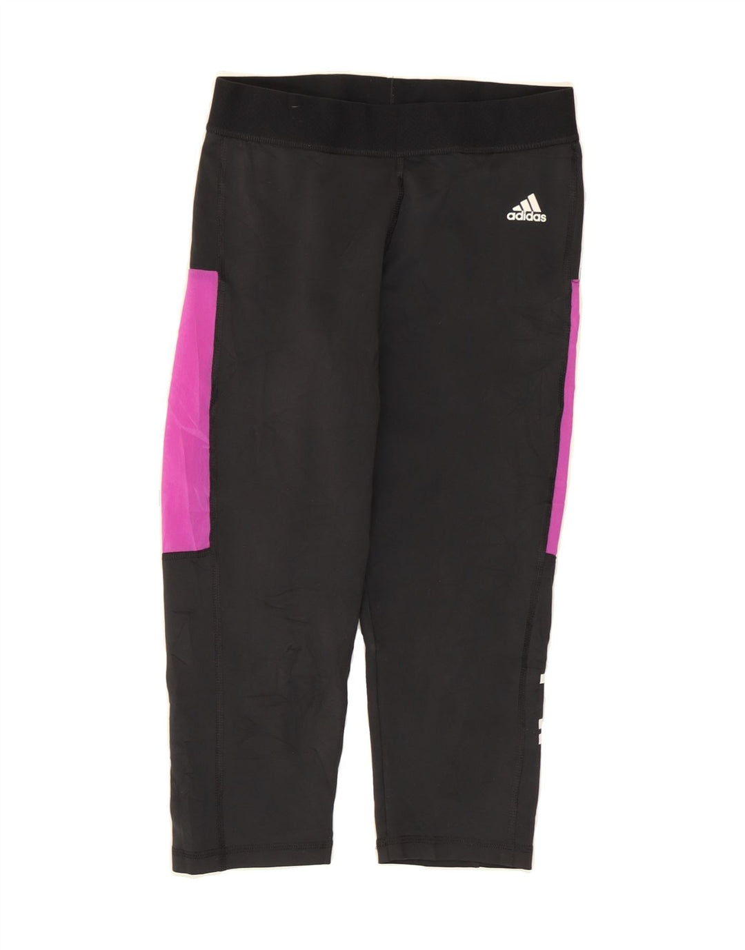 ADIDAS Womens Graphic Capri Leggings UK 8 Small  Black Colourblock Vintage Adidas and Second-Hand Adidas from Messina Hembry 
