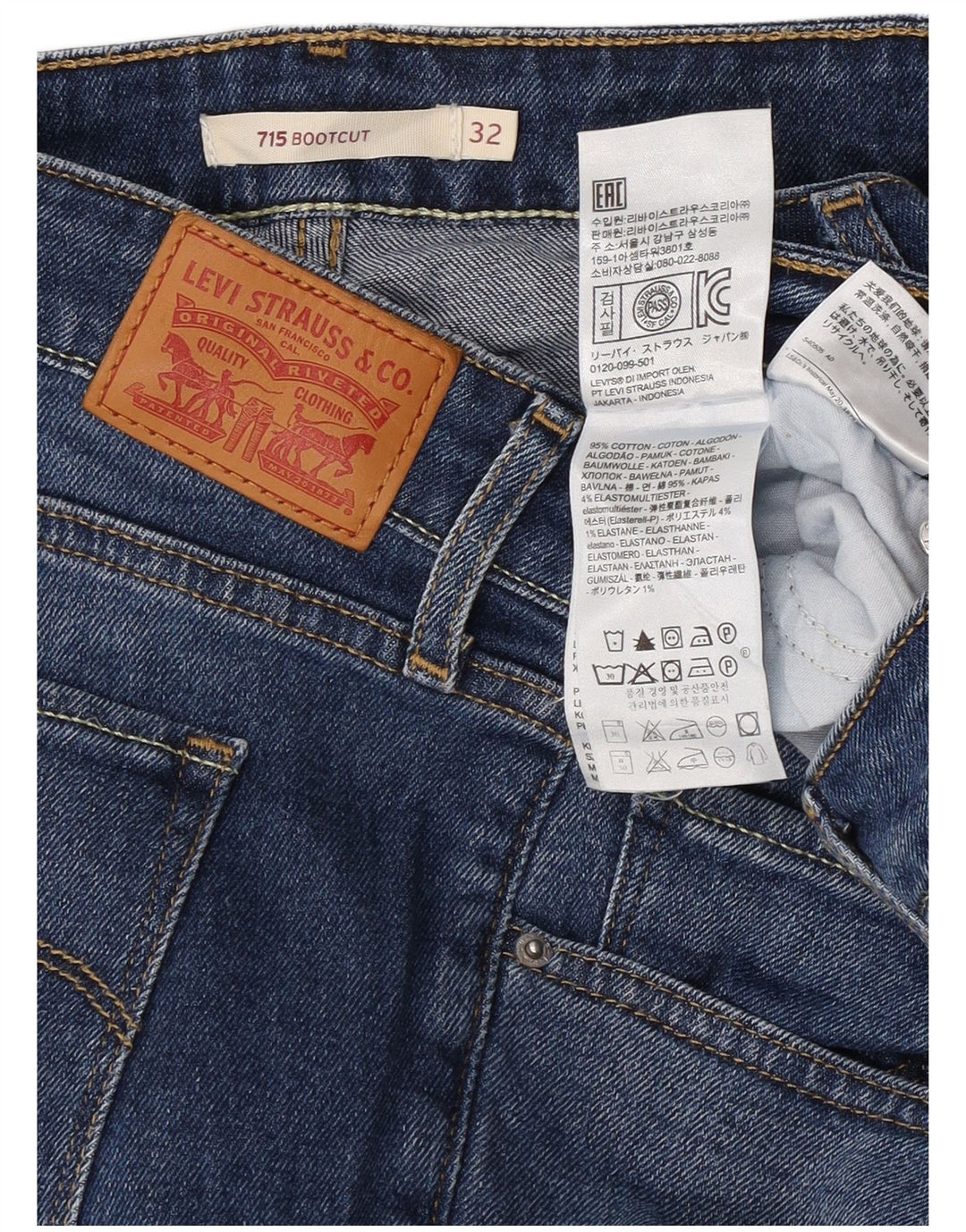 LEVI'S Dame 715 Bootcut Jeans W32 L32 Blå Bomuld