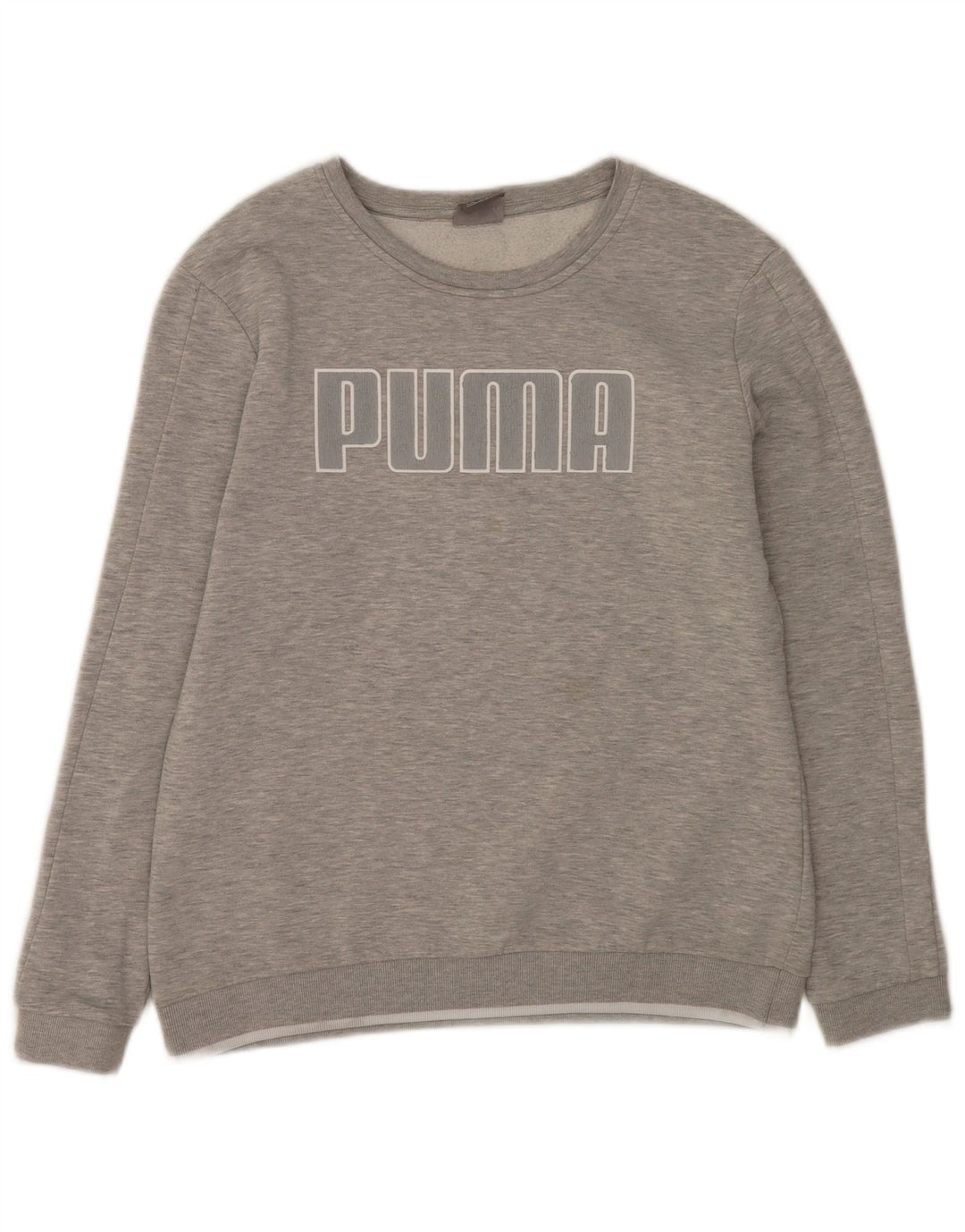 Puma Graphic Sweatshirt Jumper UK 16 Large Grå Flecked Bomuld