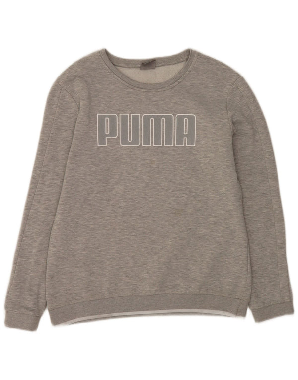 Puma Graphic Sweatshirt Jumper UK 16 Large Grå Flecked Bomuld