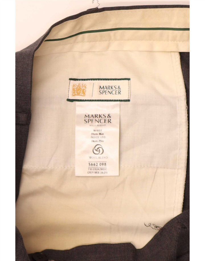 Marks & Spencer Herre Pegged Suit Bukser W36 L29 Grå Polyester