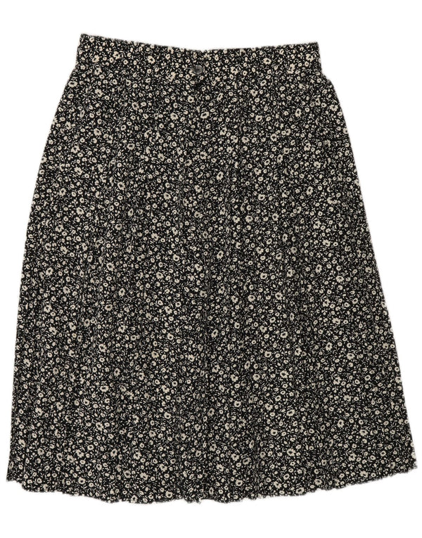 St Michael Dame A-Line nederdel UK 16 Large W30 Black Floral Polyester