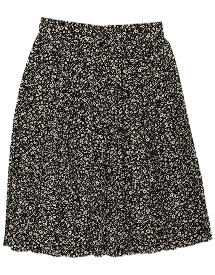 St Michael Dame A-Line nederdel UK 16 Large W30 Black Floral Polyester