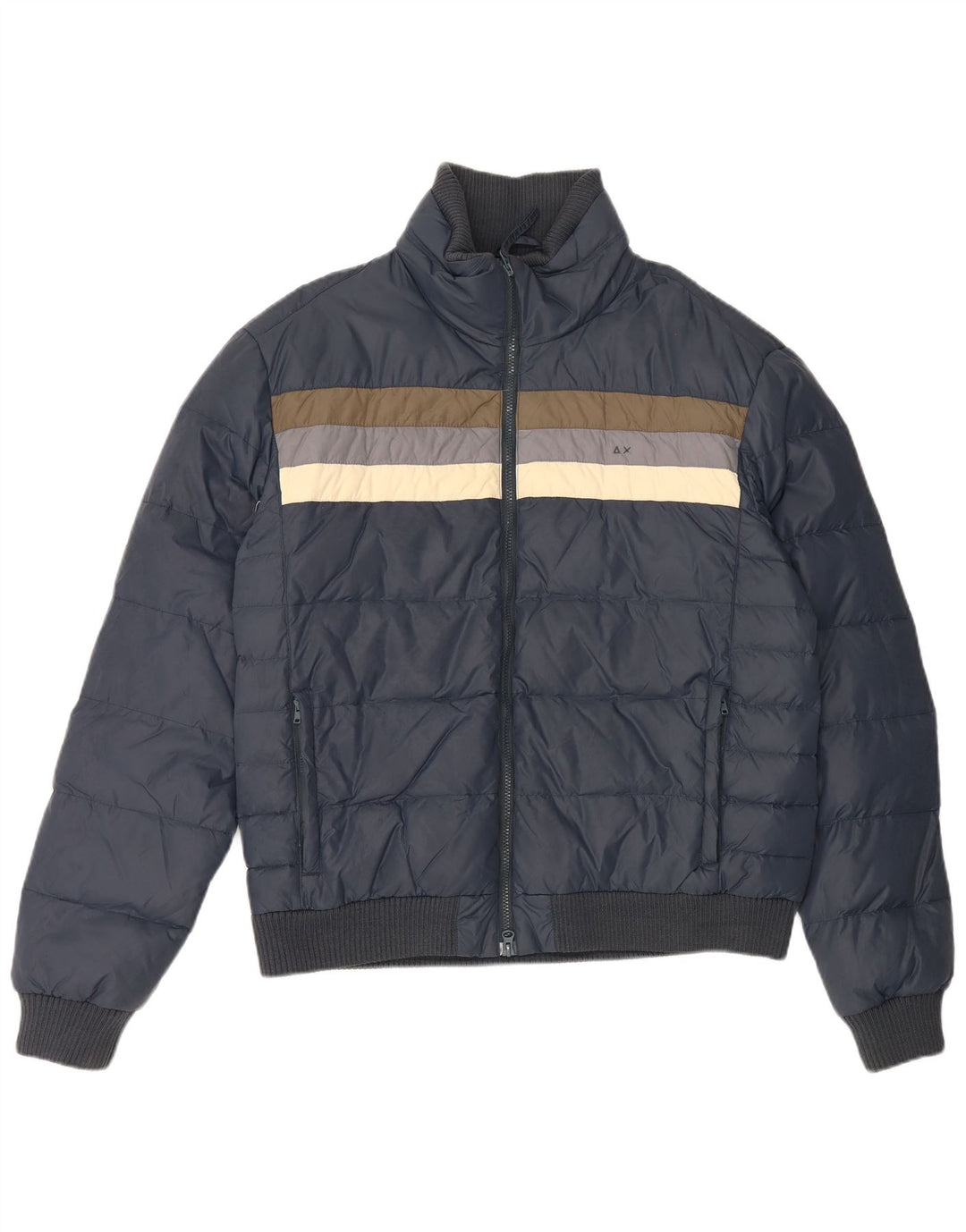 Sun68 Herre polstret jakke UK 44 2XL Navy Blue Colourblock Polyamid