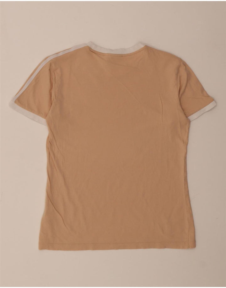 Adidas Dame T-Shirt Top UK 14 Medium Beige Bomuld
