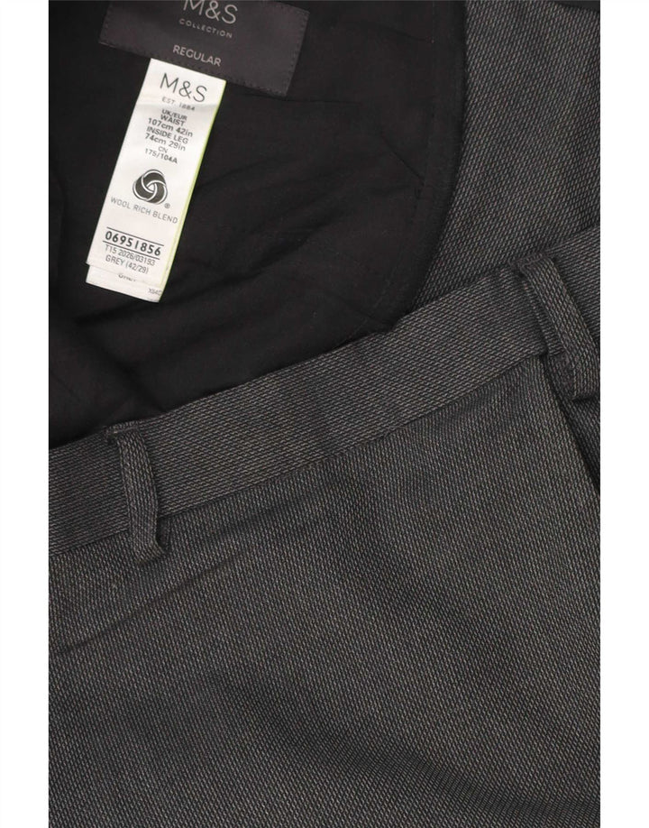 Marks & Spencer Herre Regular Fit Casual Bukser W42 L29 Grå Polyester