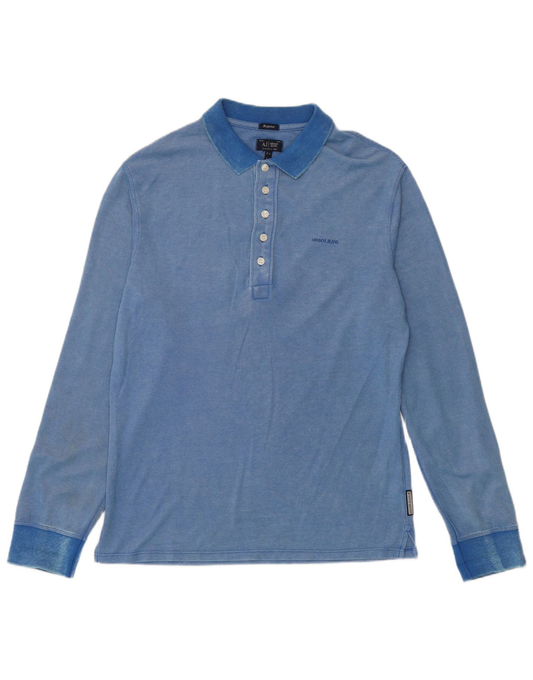 Armani Jeans Herre Regular Langærmet Polo Shirt Lille Blå Bomuld