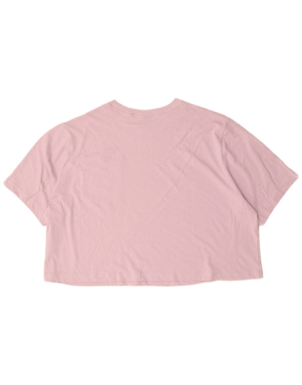 Nike Dame Swoosh Crop Oversized T-Shirt Top UK 22 3XL Pink Bomuld
