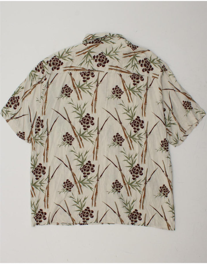 PURITAN Kortærmet Herreskjorte XL Hvid Blomsterviscose