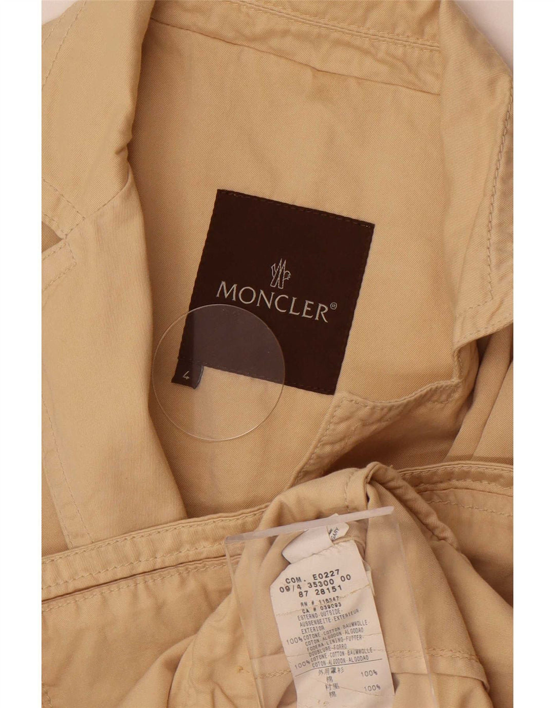 Moncler Womens Oversized 3 Button Blazer Jacket US 4 Small Beige Bomuld