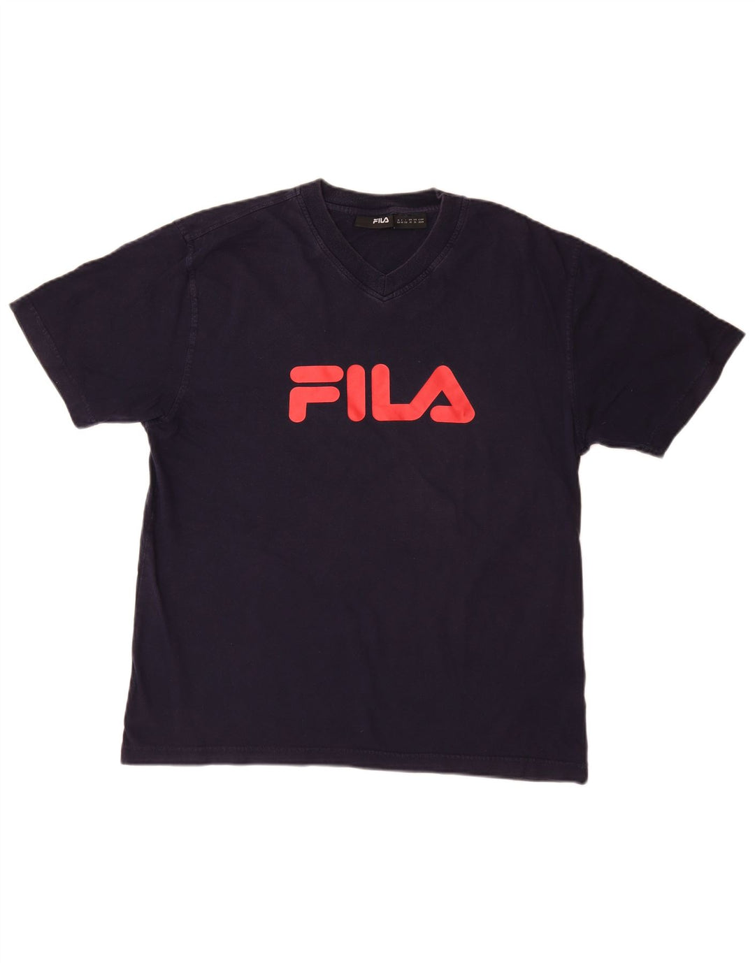 FILA Herre grafisk T-shirt Top Medium Marineblå Bomuld