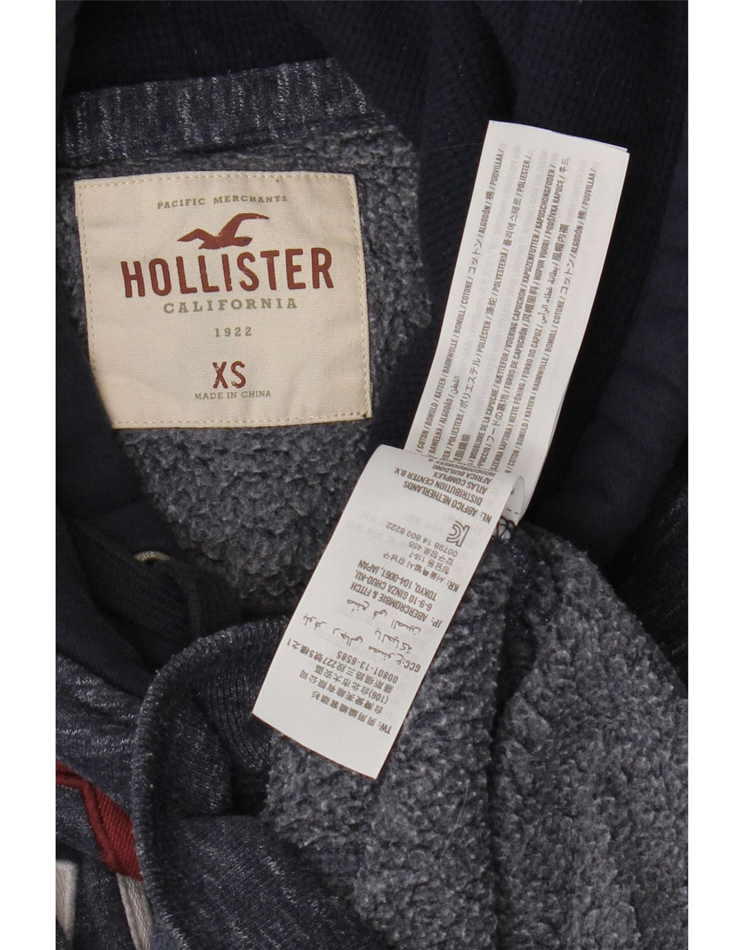 HOLLISTER Grafisk hættetrøje til mænd XS Marineblå Colourblock Bomuld