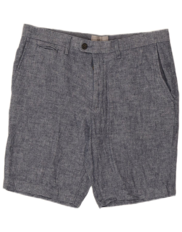 Marks & Spencer Herre Chino Shorts W32 Medium Blue Linen