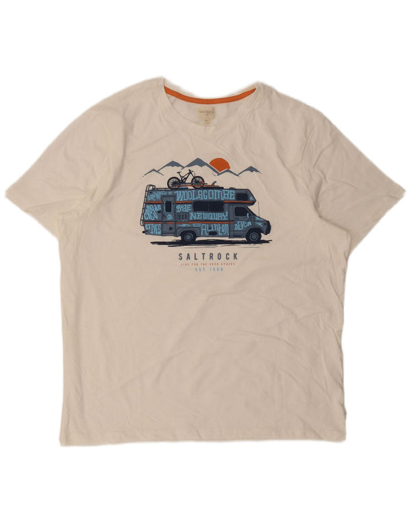 Saltrock Herre Grafisk T-Shirt Top XL Hvid Bomuld