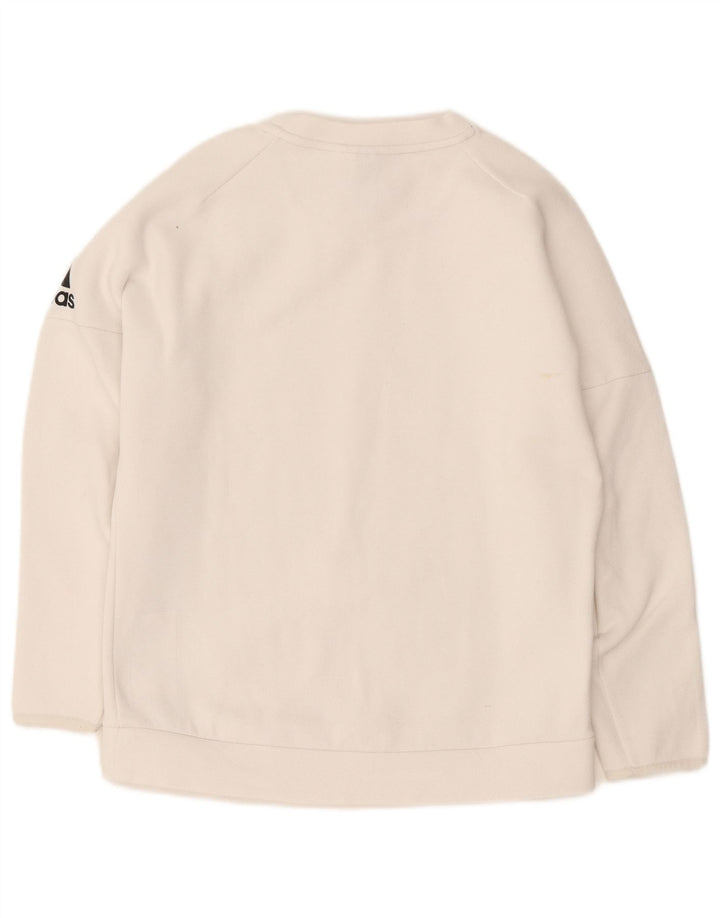 Adidas Graphic Sweatshirt Jumper UK 12/14 Medium White Bomuld