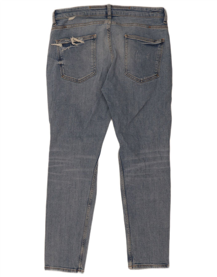 Zara Herre Distressed Slim Jeans EU 42 Large W32 L29 Blue Cotton