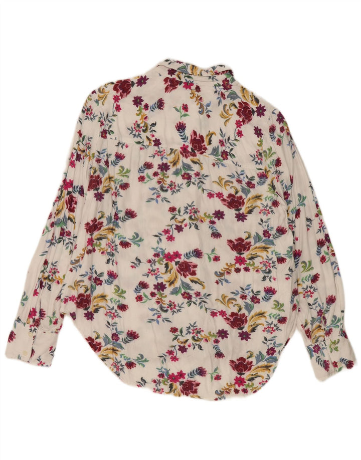 Marks & Spencer Dameskjorte UK 12 Medium White Floral Viscose