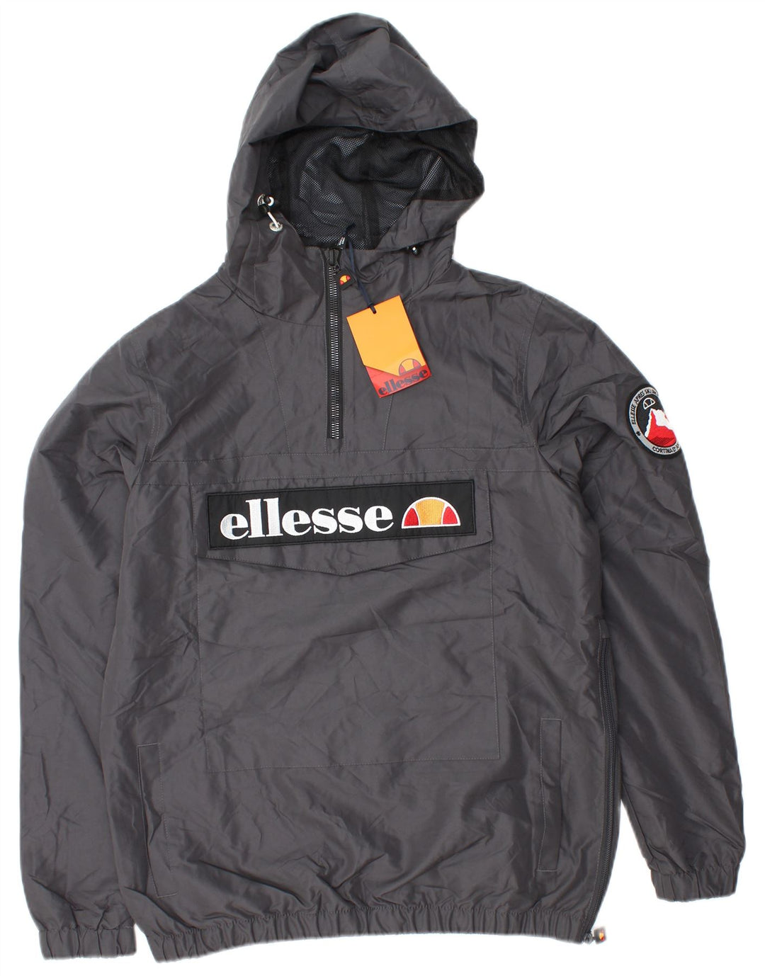 ELLESSE Herre Pullover Regnjakke med hætte UK 36 Lille Grå