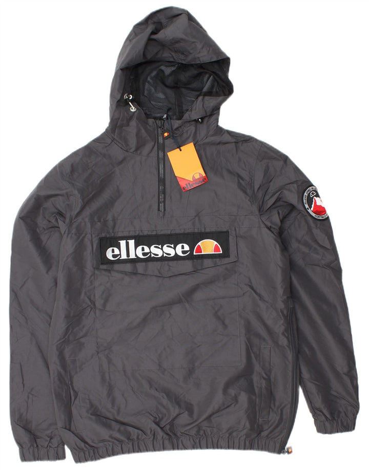 ELLESSE Herre Pullover Regnjakke med hætte UK 36 Lille Grå