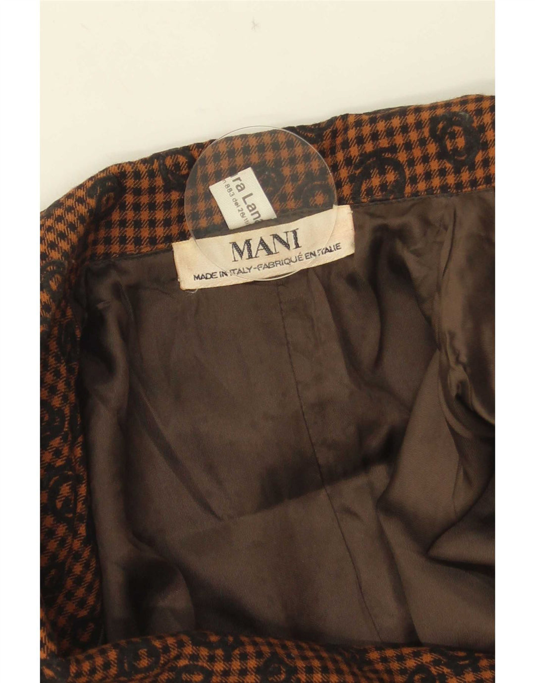 MANI Dame 2-knaps blazerjakke IT 42 Medium Brun Gingham Wool