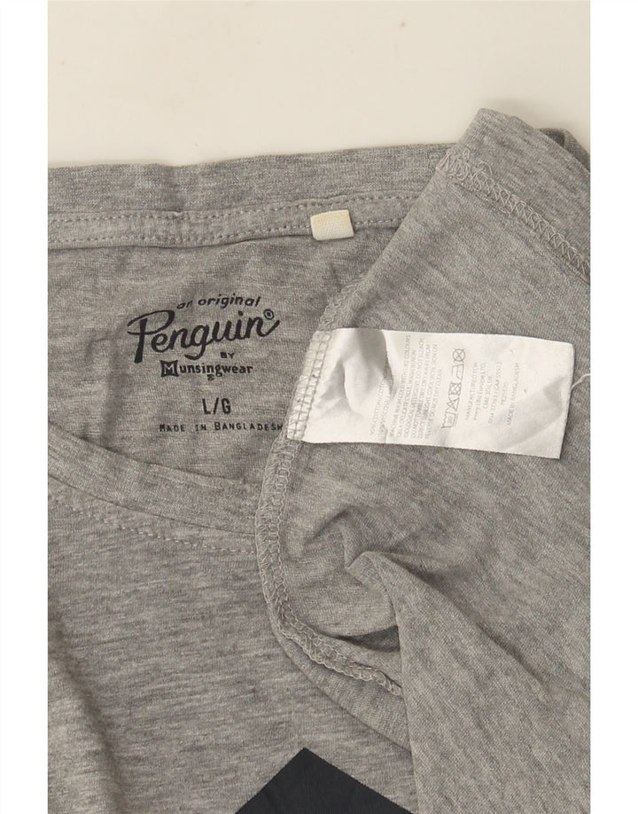 Penguin Herre Grafisk T-Shirt Top Stor Grå Bomuld