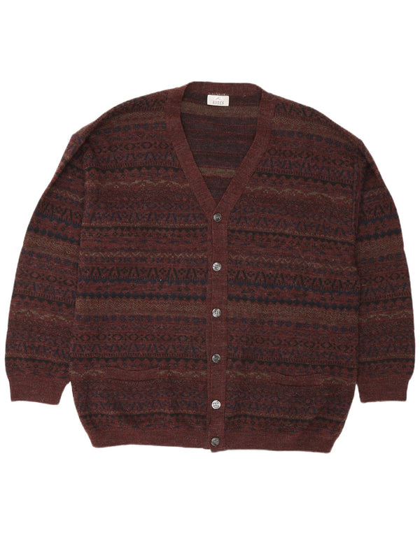Rodes Herre Cardigan Sweater 2XL Brun Geometrisk Uld