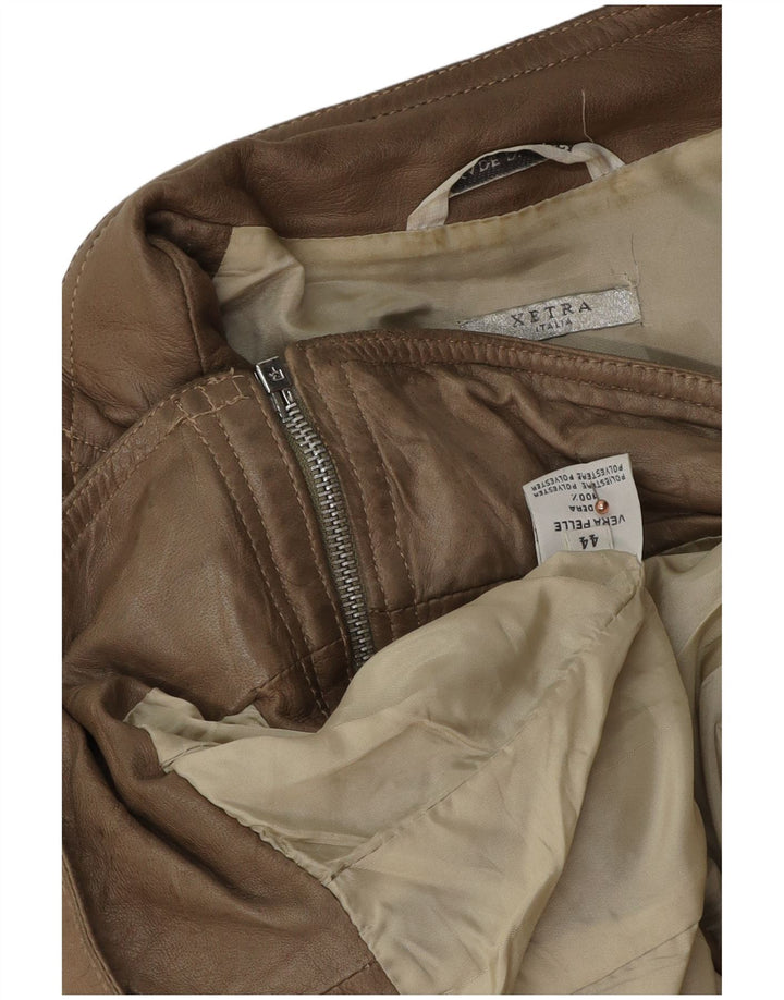 XETRA Womens Crop Læder Biker Jacket IT 44 Medium Beige Læder