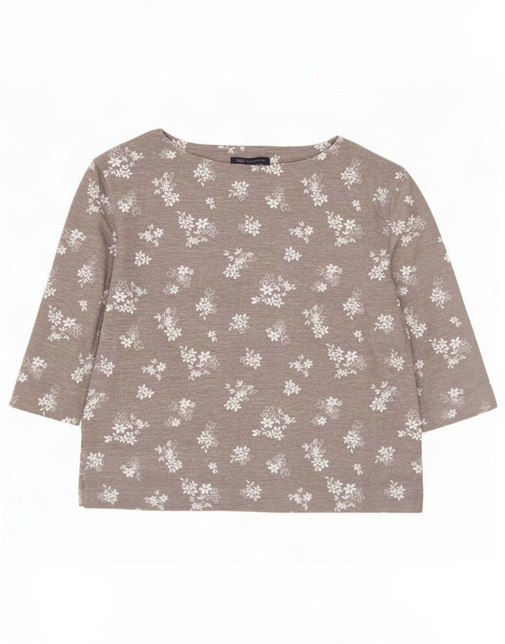 Marks & Spencer Dame Oversized Top 3/4 ærme UK 8 Small Grey Floral