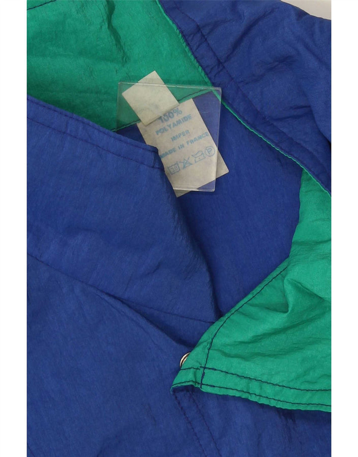 Vintage herre pullover træningsdragt topjakke XL blå farveblok polyamid