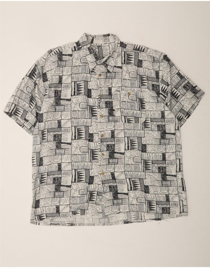 VINTAGE Mens Short Sleeve Shirt 2XL Grey Patchwork Vintage Vintage and Second-Hand Vintage from Messina Hembry 