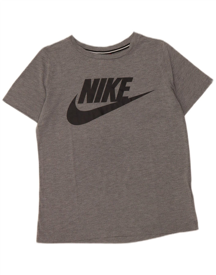 NIKE Grafisk T-Shirt Top UK 10 Lille grå polyester