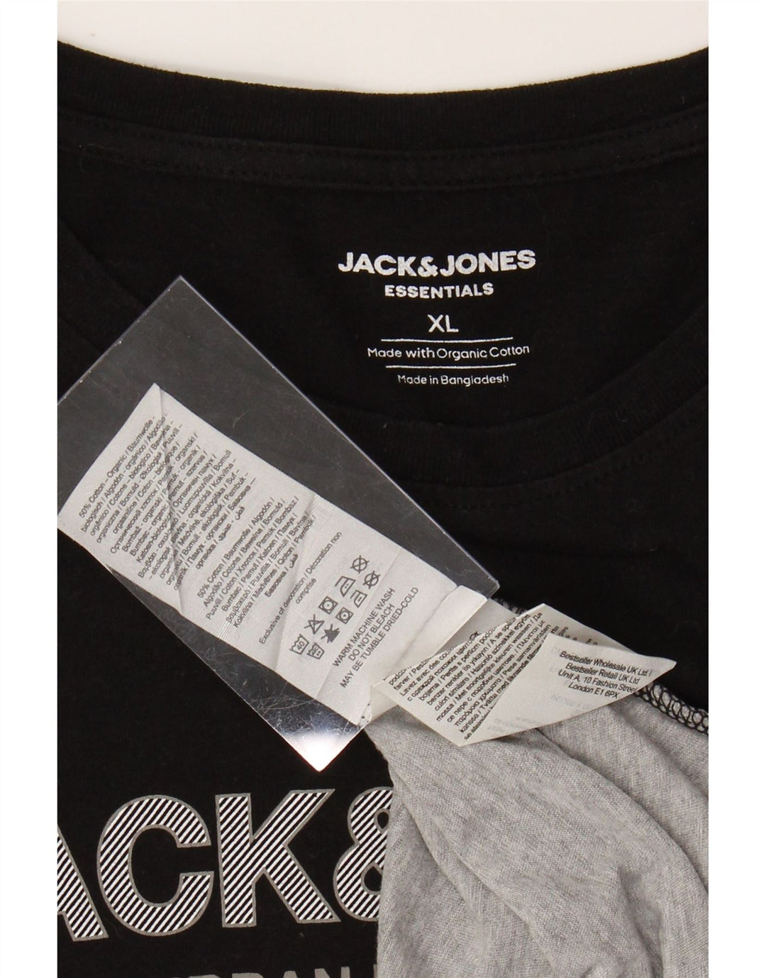 JACK & JONES Herre grafisk T-shirt Top XL Sort Colourblock Bomuld