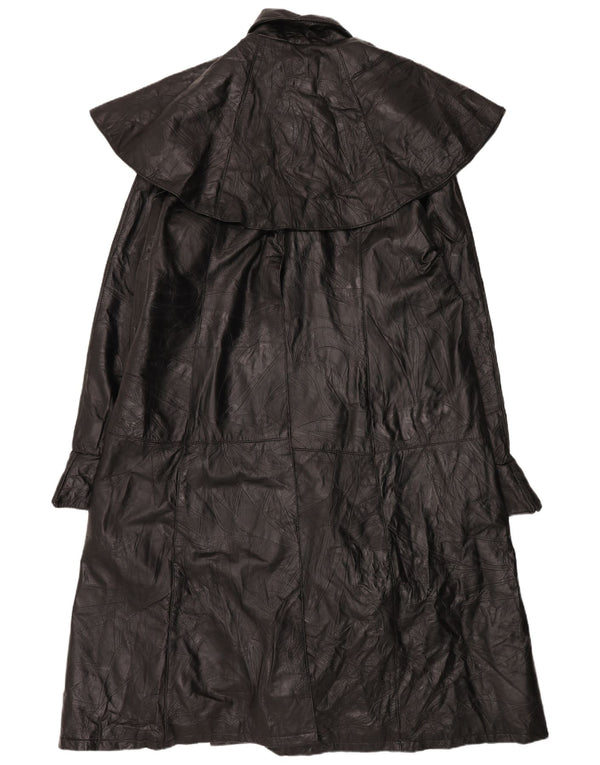 Vintage Mens Leather Capelet Coat UK 44 2XL Black Leather