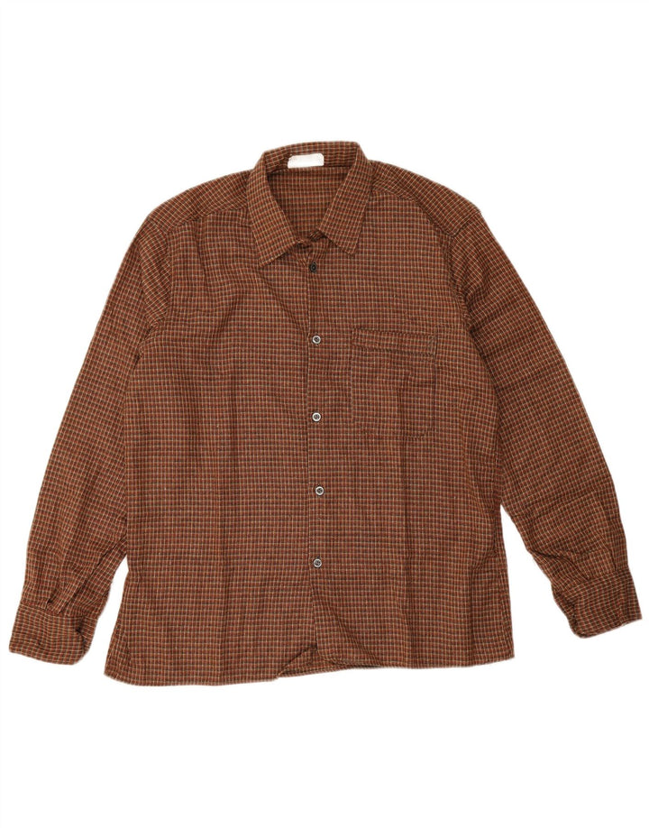 Vintage herreskjorte str. 41 Medium brun ternet akryl