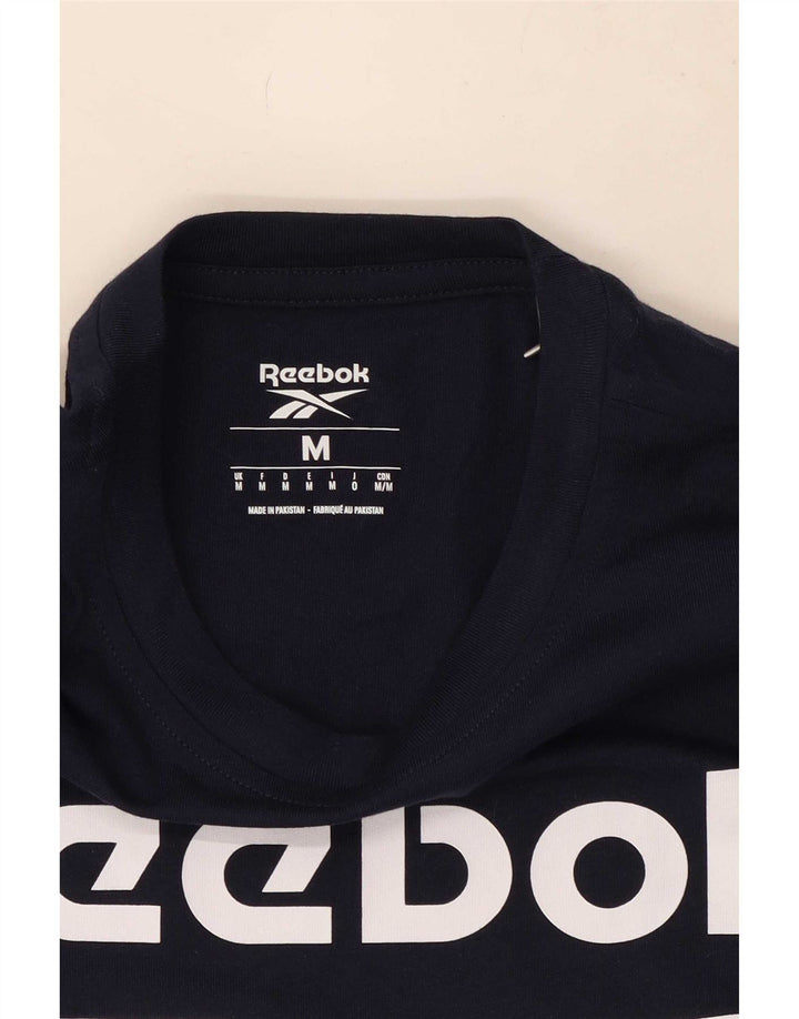 Reebok Herre grafisk T-shirt Top Medium Marineblå Bomuld