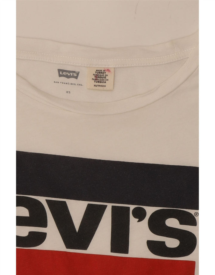 LEVI'S Womens Graphic T-Shirt Top UK 6 XS White Vintage Levi's and Second-Hand Levi's from Messina Hembry 