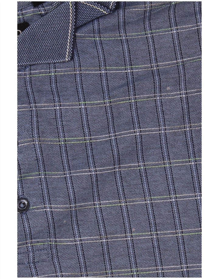 IZOD Poloskjorte til mænd, stor blå ternet bomuld