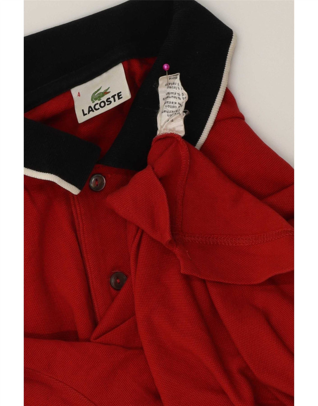 Lacoste herre rugby polo shirt størrelse 4 Medium rød stribet bomuld