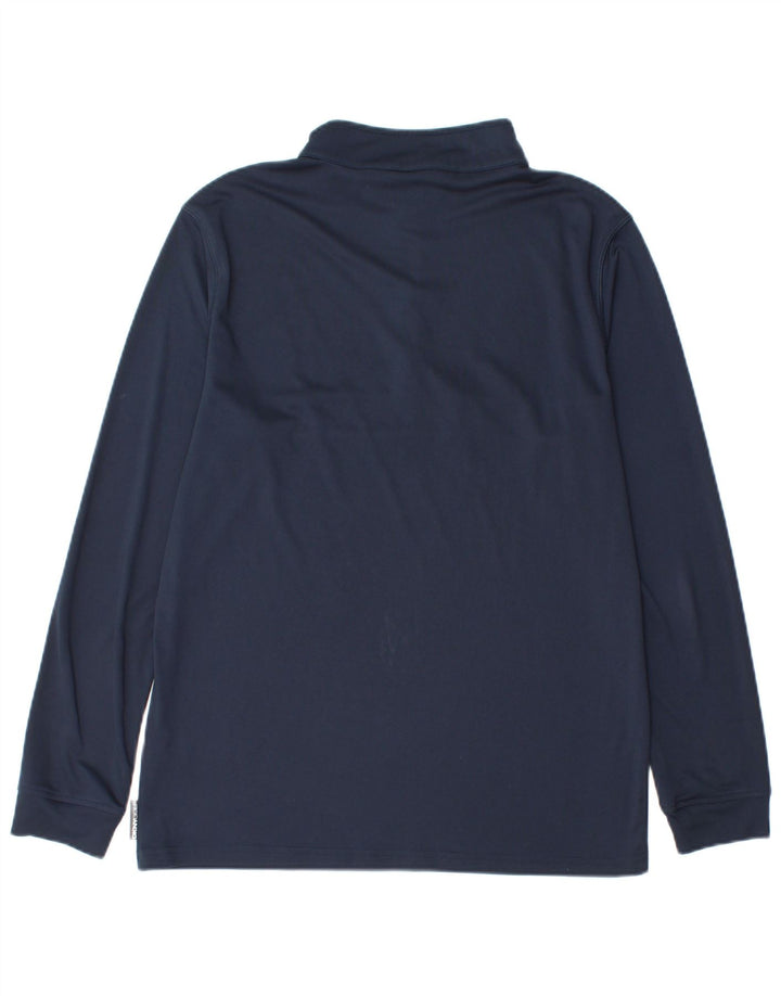 Dkny Herre Zip Neck Pullover Træningsdragt Top Small Navy Blue Colourblock