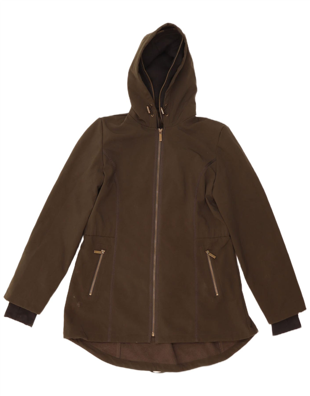 French Connection Dame Hooded Parka Jacket UK 16 Large Khaki Polyester