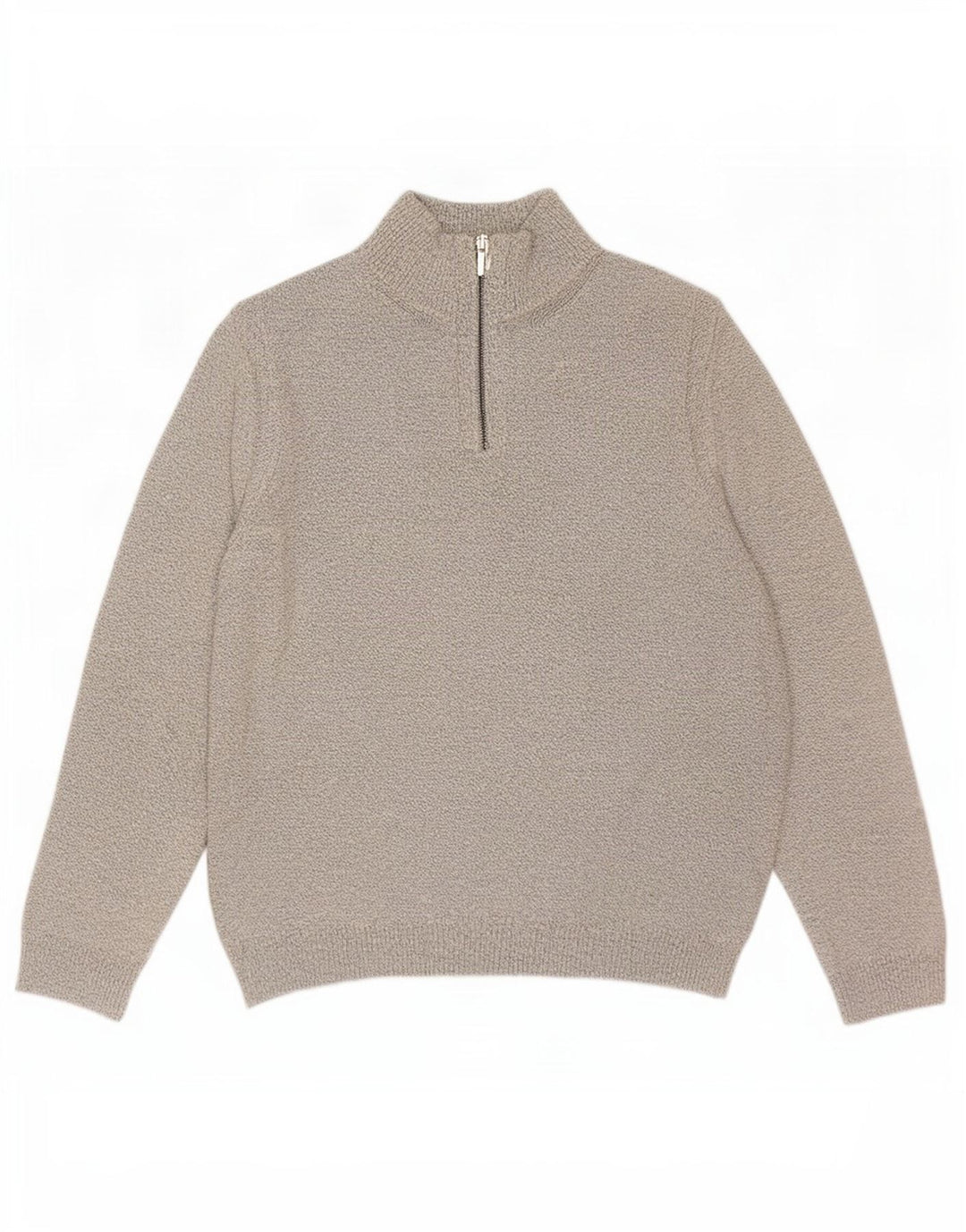 Marks & Spencer Herre sweater med lynlåshals, stor off-hvid, flækket bomuld