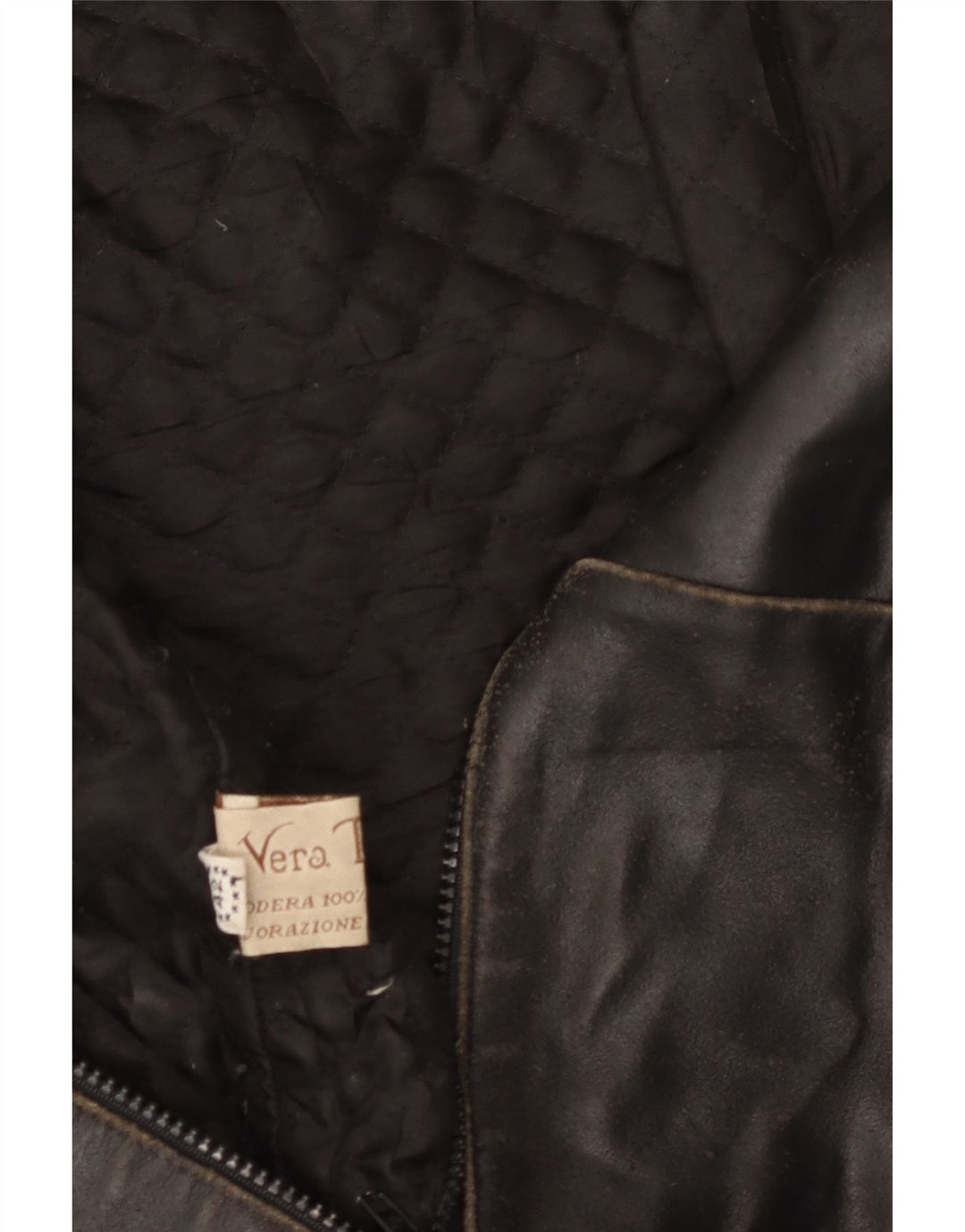 VINTAGE Dame Læderjakke IT 42 Medium Sort Læder