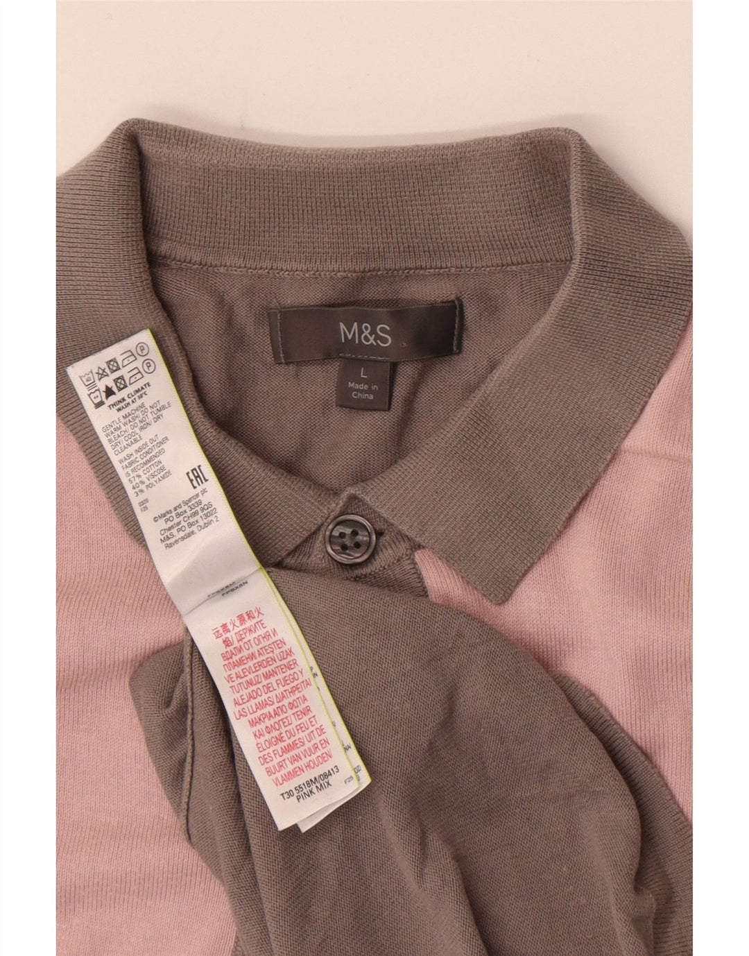 Marks & Spencer Kortærmet Herreskjorte Stor Pink Colourblock Bomuld