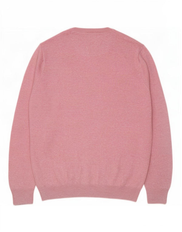 Marks & Spencer Mens Regular Fit Crew Neck Jumper Sweater Large Pink Cotton