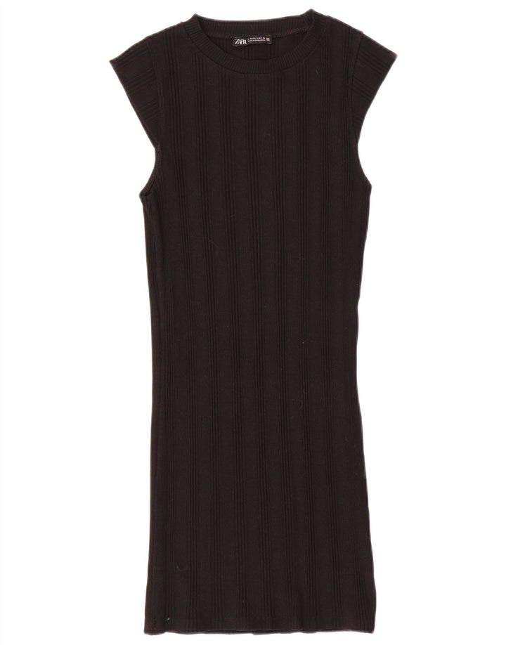 Zara Womens Shift Dress UK 8 Small Black Bomuld