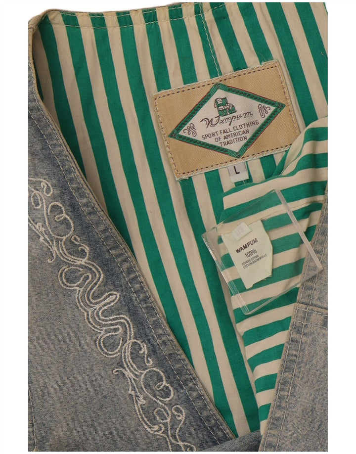 WAMPUM Damevest UK 16 Stor Blå Bomuld