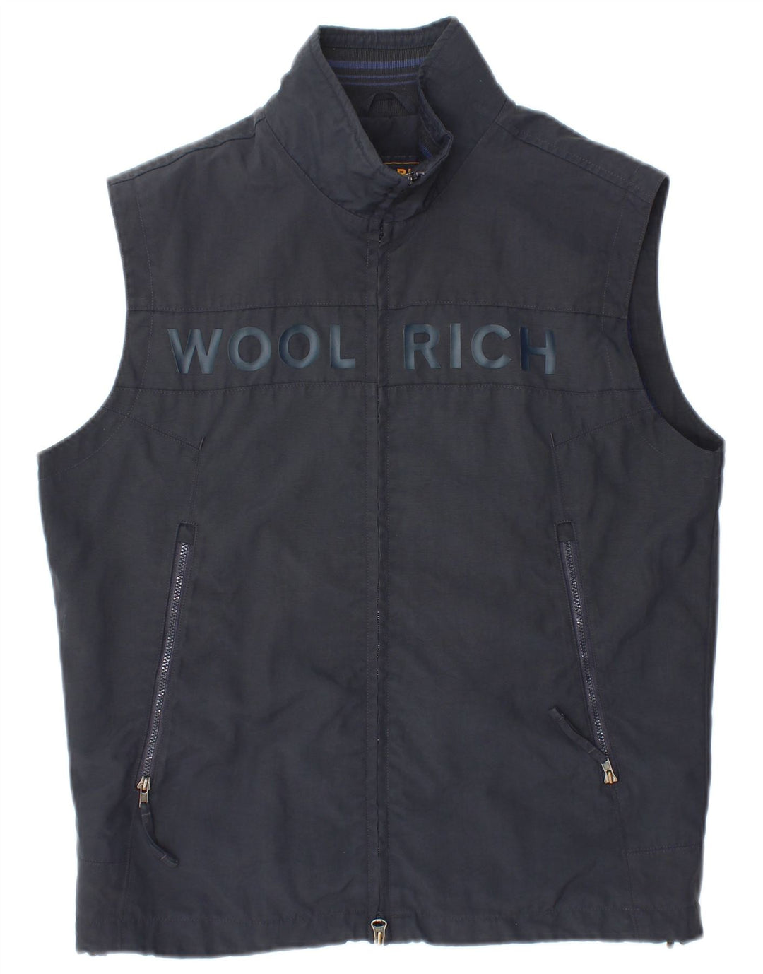 Woolrich Womens Graphic Gilet UK 14 Medium Navy Blue