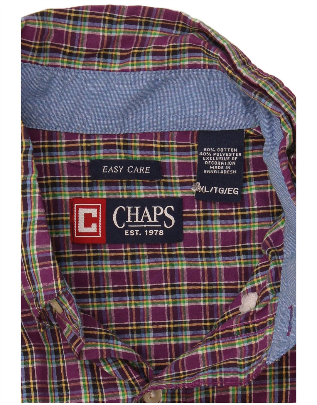 Chaps Herre Easy Care skjorte XL Lilla ternet bomuld